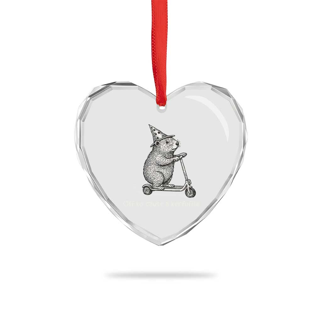 Funny Groundhog Off To Cause A Kerfuffle Heart Crystal Glass Ornament - Wonder Print Shop