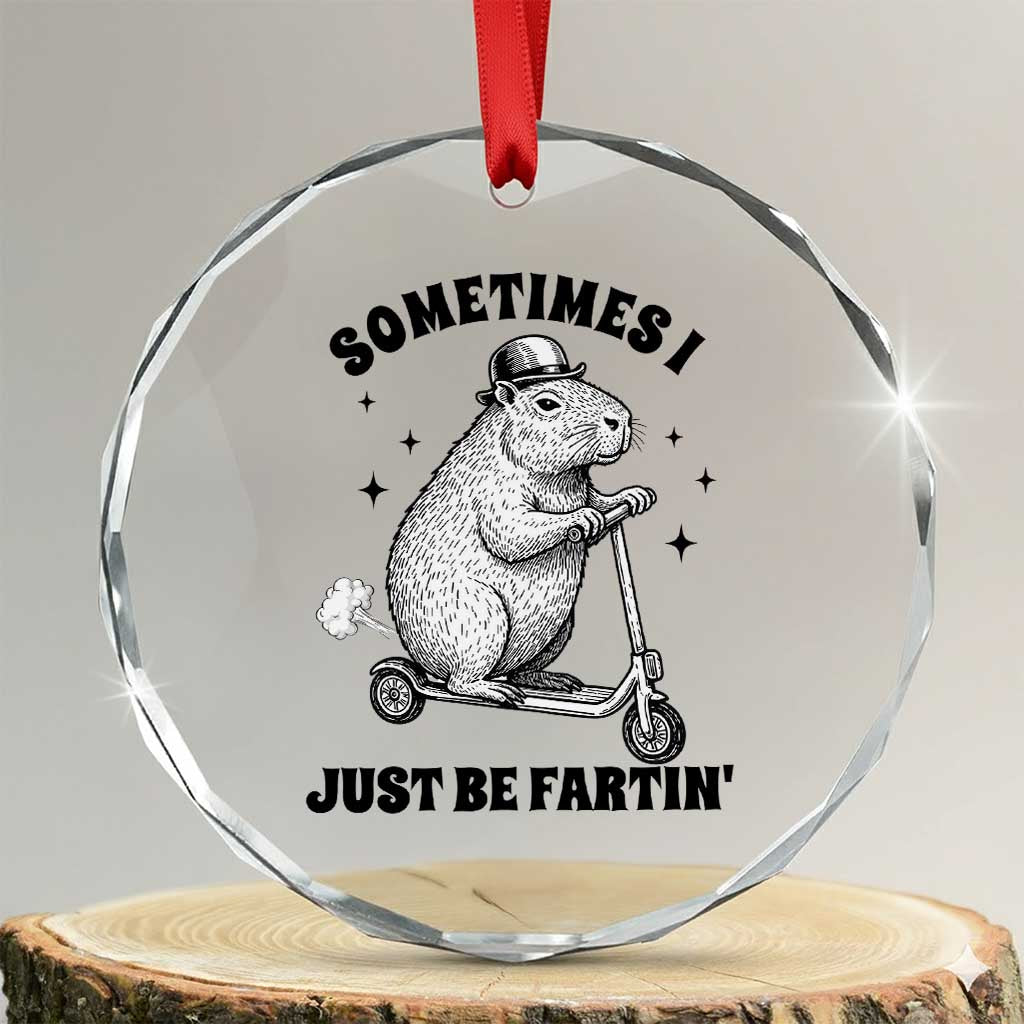 Funny Groundhog Scooter Crystal Glass Ornament Sometimes I Just Be Fartin - Wonder Print Shop