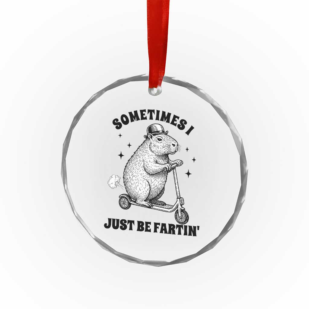 Funny Groundhog Scooter Crystal Glass Ornament Sometimes I Just Be Fartin - Wonder Print Shop