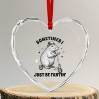 Funny Groundhog Scooter Heart Crystal Glass Ornament Sometimes I Just Be Fartin - Wonder Print Shop