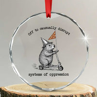 Funny Groundhog Scooter Meme Crystal Glass Ornament Off To Causually Disrupt System Of Oppression - Wonder Print Shop