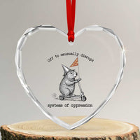 Funny Groundhog Scooter Meme Heart Crystal Glass Ornament Off To Causually Disrupt System Of Oppression - Wonder Print Shop