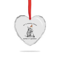 Funny Groundhog Scooter Meme Heart Crystal Glass Ornament Off To Causually Disrupt System Of Oppression - Wonder Print Shop