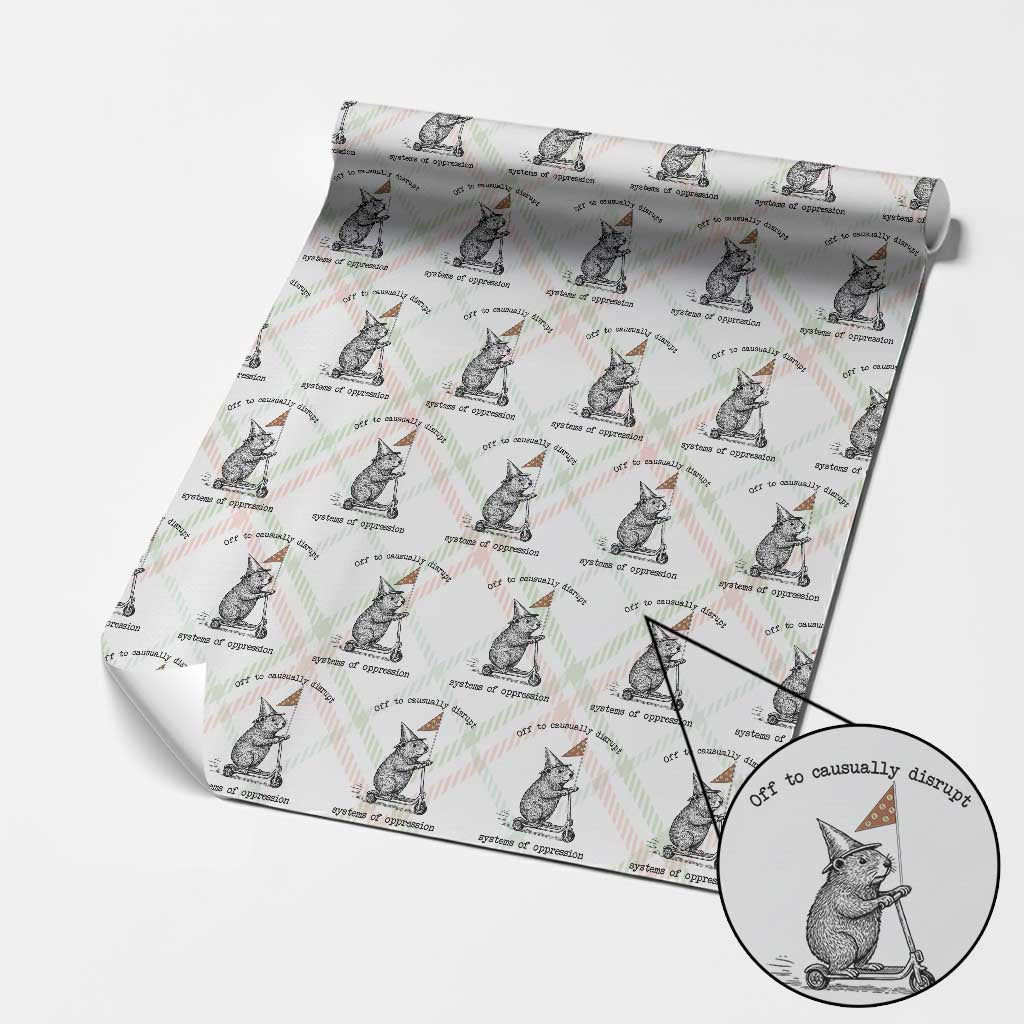 Funny Groundhog Scooter Meme Wrapping Paper Roll Off To Causually Disrupt System Of Oppression - Wonder Print Shop