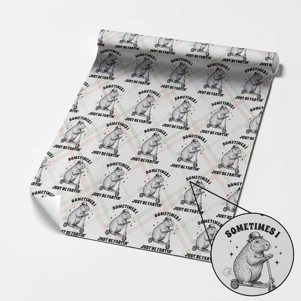 Funny Groundhog Scooter Wrapping Paper Roll Sometimes I Just Be Fartin - Wonder Print Shop
