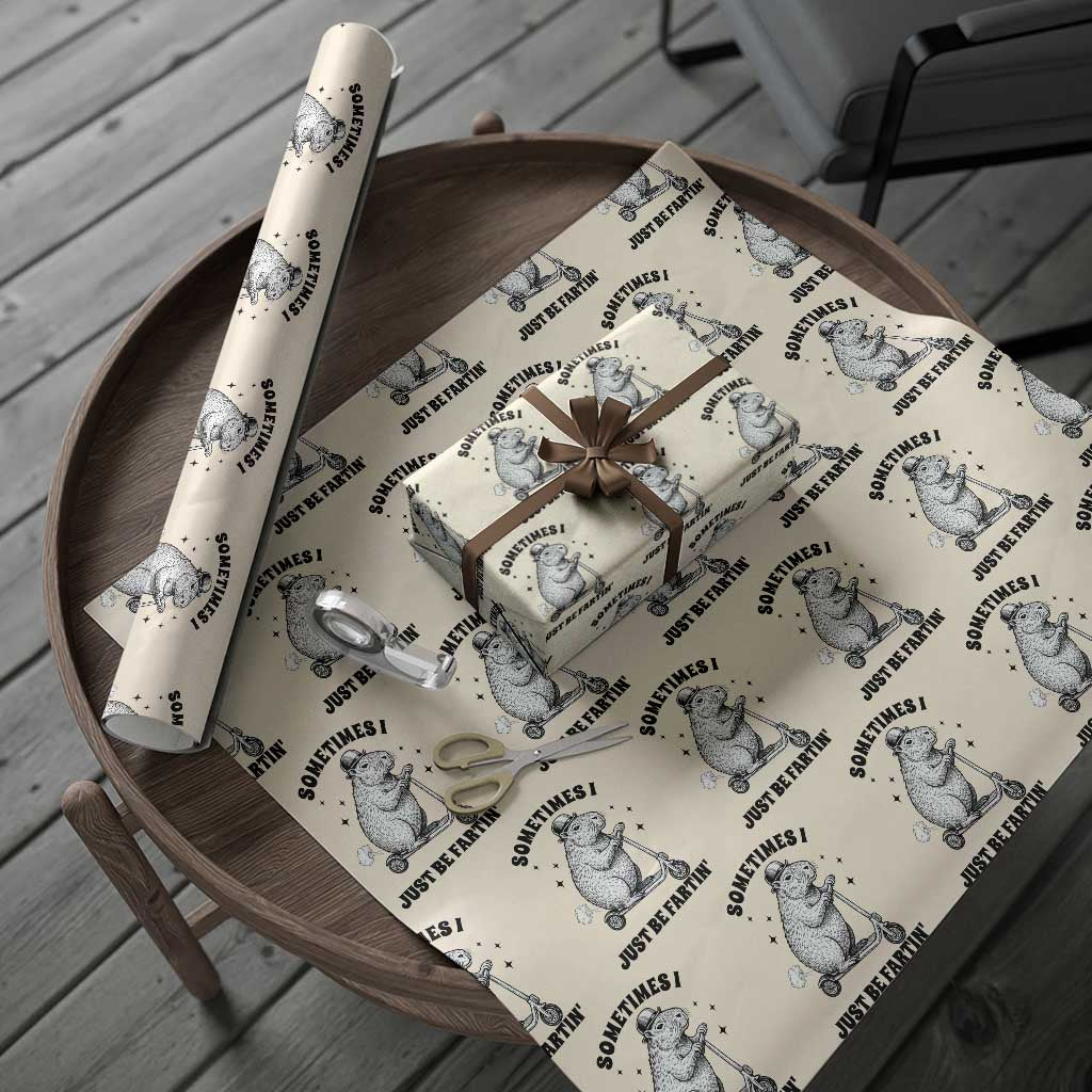 Funny Groundhog Scooter Wrapping Paper Roll Sometimes I Just Be Fartin - Wonder Print Shop