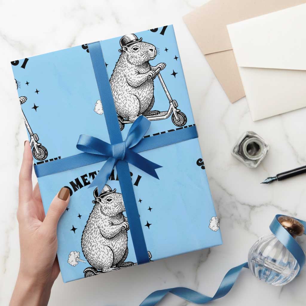 Funny Groundhog Scooter Wrapping Paper Roll Sometimes I Just Be Fartin - Wonder Print Shop