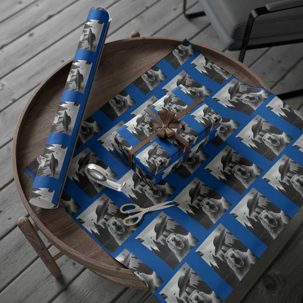 Funny Groundhog Selfie With Alien UFOs Weird Ground Hog Day Wrapping Paper Roll - Wonder Print Shop