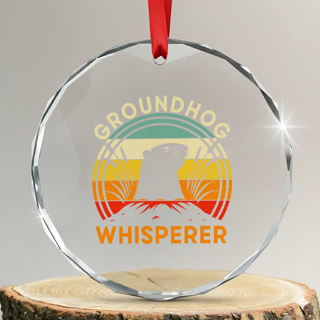Funny Groundhog Whisperer Crystal Glass Ornament Retro Vintage Woodchuck Lover - Wonder Print Shop