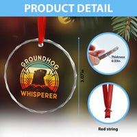 Funny Groundhog Whisperer Crystal Glass Ornament Retro Vintage Woodchuck Lover - Wonder Print Shop