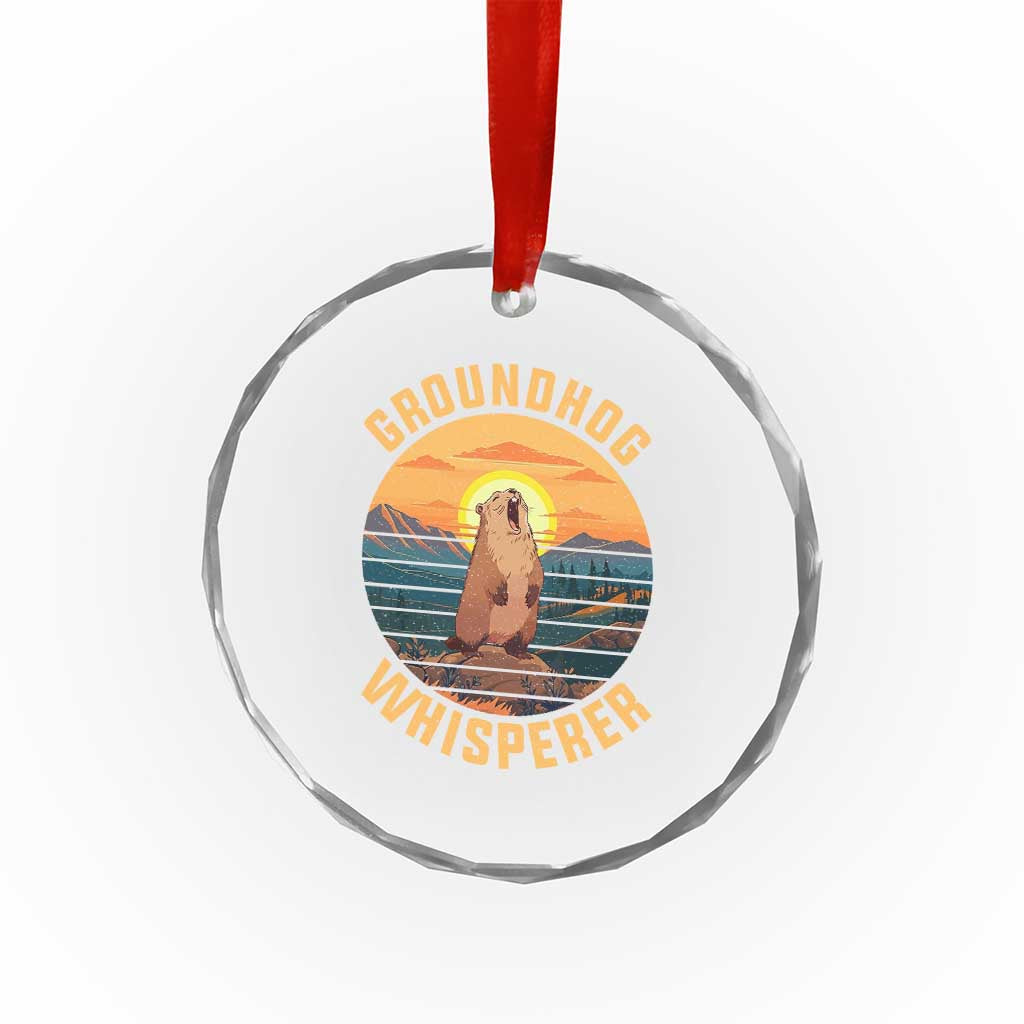 Funny Groundhog Whisperer Crystal Glass Ornament Screaming Woodchuck Mountain Forest