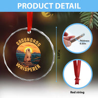 Funny Groundhog Whisperer Crystal Glass Ornament Screaming Woodchuck Mountain Forest