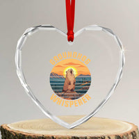 Funny Groundhog Whisperer Heart Crystal Glass Ornament Screaming Woodchuck Mountain Forest