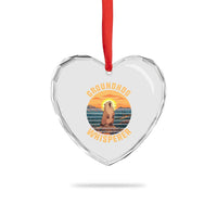 Funny Groundhog Whisperer Heart Crystal Glass Ornament Screaming Woodchuck Mountain Forest