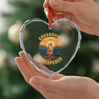 Funny Groundhog Whisperer Heart Crystal Glass Ornament Screaming Woodchuck Mountain Forest