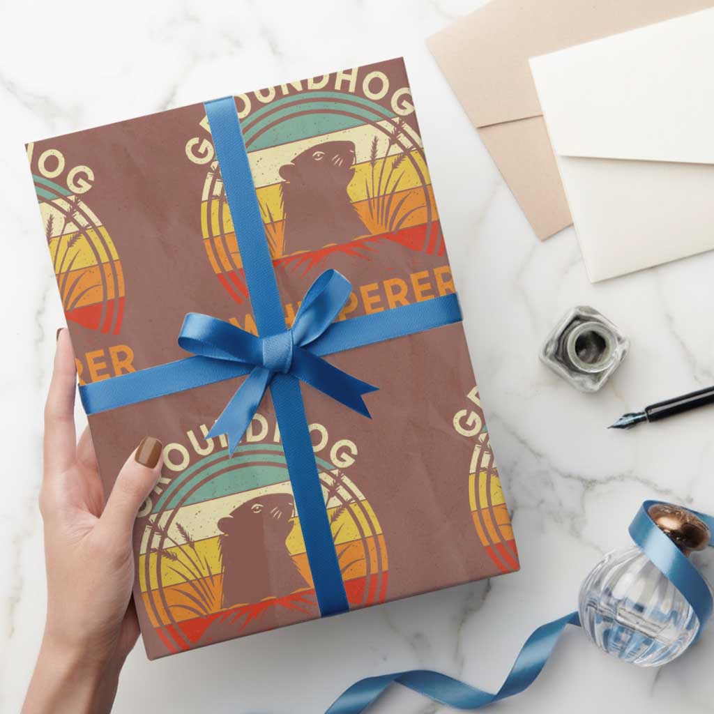 Funny Groundhog Whisperer Wrapping Paper Roll Retro Vintage Woodchuck Lover - Wonder Print Shop