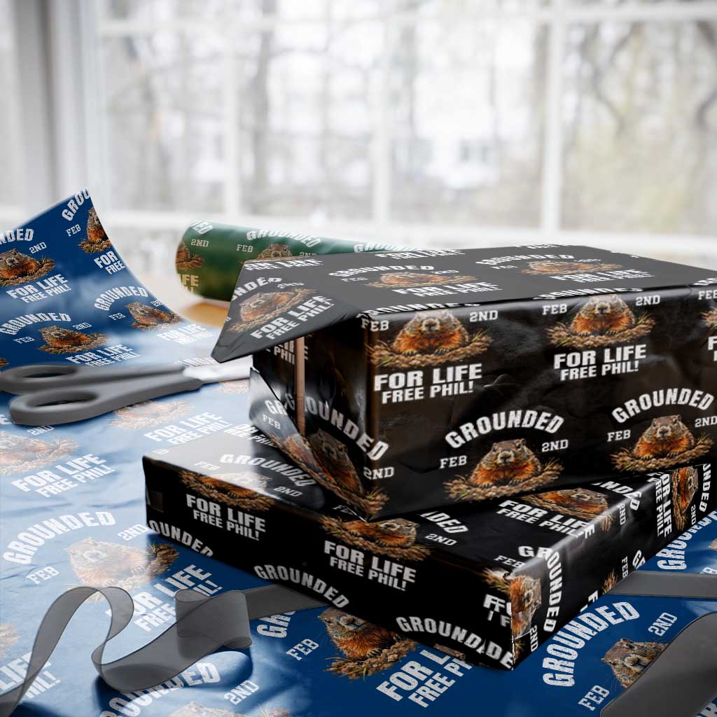 Funny Groundhog Wrapping Paper Roll Grounded For Life Ground Hog Day - Wonder Print Shop