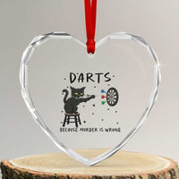 Funny Grumpy Cat Darts Heart Crystal Glass Ornament Because Murder Is Wrong - Wonder Print Shop