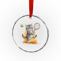 Funny Grumpy Cat Tennis Player Crystal Glass Ornament Gift For Tennis Fans - Wonder Print Shop