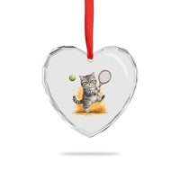 Funny Grumpy Cat Tennis Player Heart Crystal Glass Ornament Gift For Tennis Fans - Wonder Print Shop