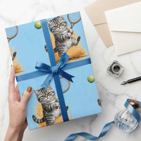Funny Grumpy Cat Tennis Player Wrapping Paper Roll Gift For Tennis Fans - Wonder Print Shop