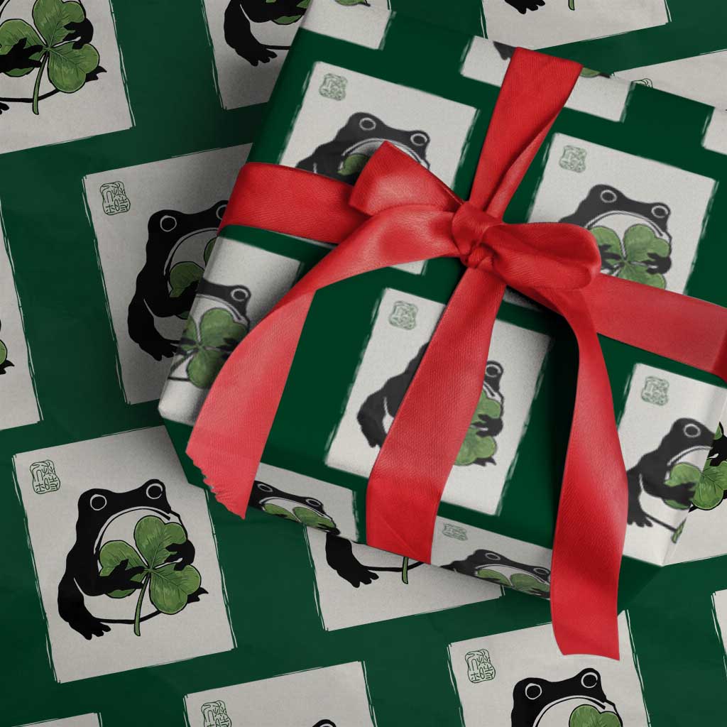 Funny Grumpy Frog Japanese St Patricks Day Wrapping Paper Roll