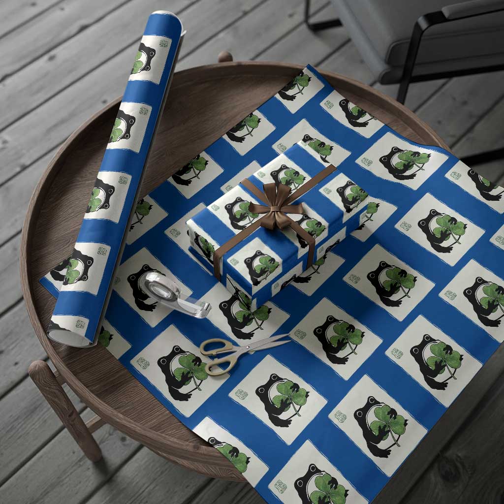 Funny Grumpy Frog Japanese St Patricks Day Wrapping Paper Roll