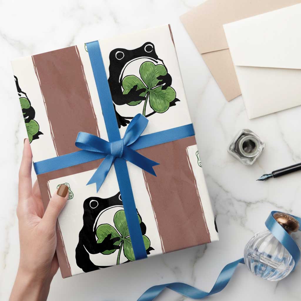 Funny Grumpy Frog Japanese St Patricks Day Wrapping Paper Roll