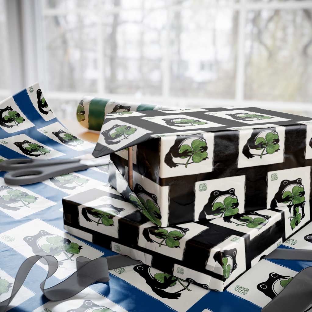 Funny Grumpy Frog Japanese St Patricks Day Wrapping Paper Roll