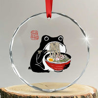Funny Grumpy Frog Ramen Crystal Glass Ornament Sumi-e Kawaii Ink Painting Japanese - Wonder Print Shop