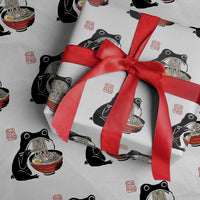 Funny Grumpy Frog Ramen Wrapping Paper Roll Sumi-e Kawaii Ink Painting Japanese - Wonder Print Shop