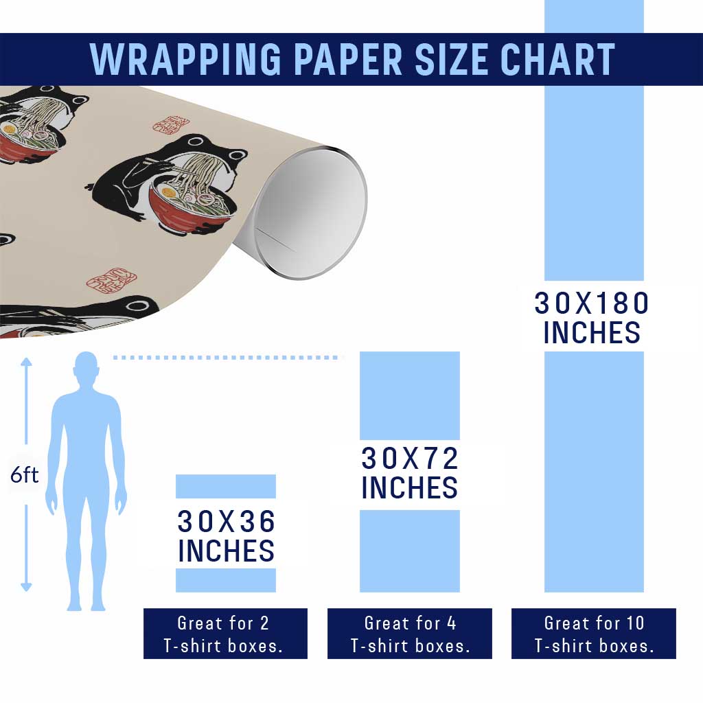 Funny Grumpy Frog Ramen Wrapping Paper Roll Sumi-e Kawaii Ink Painting Japanese - Wonder Print Shop