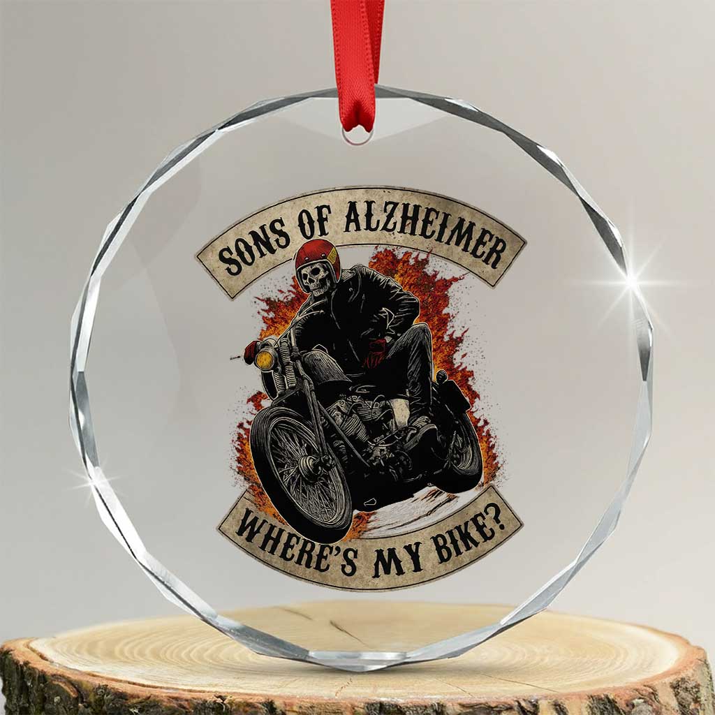 Funny Grumpy Old Biker Crystal Glass Ornament Sons Of Alzheimer Where Is My Bike - Wonder Print Shop