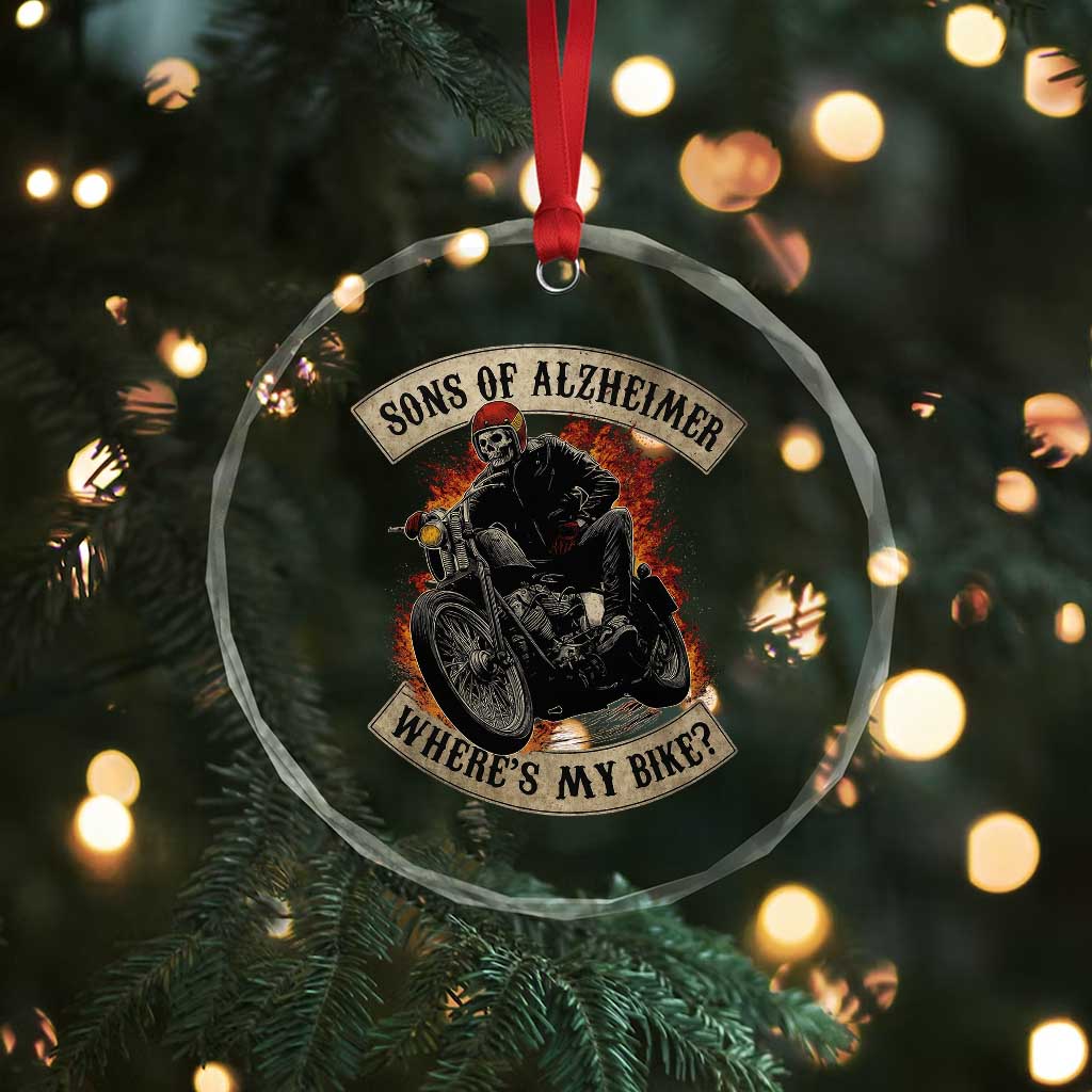 Funny Grumpy Old Biker Crystal Glass Ornament Sons Of Alzheimer Where Is My Bike - Wonder Print Shop