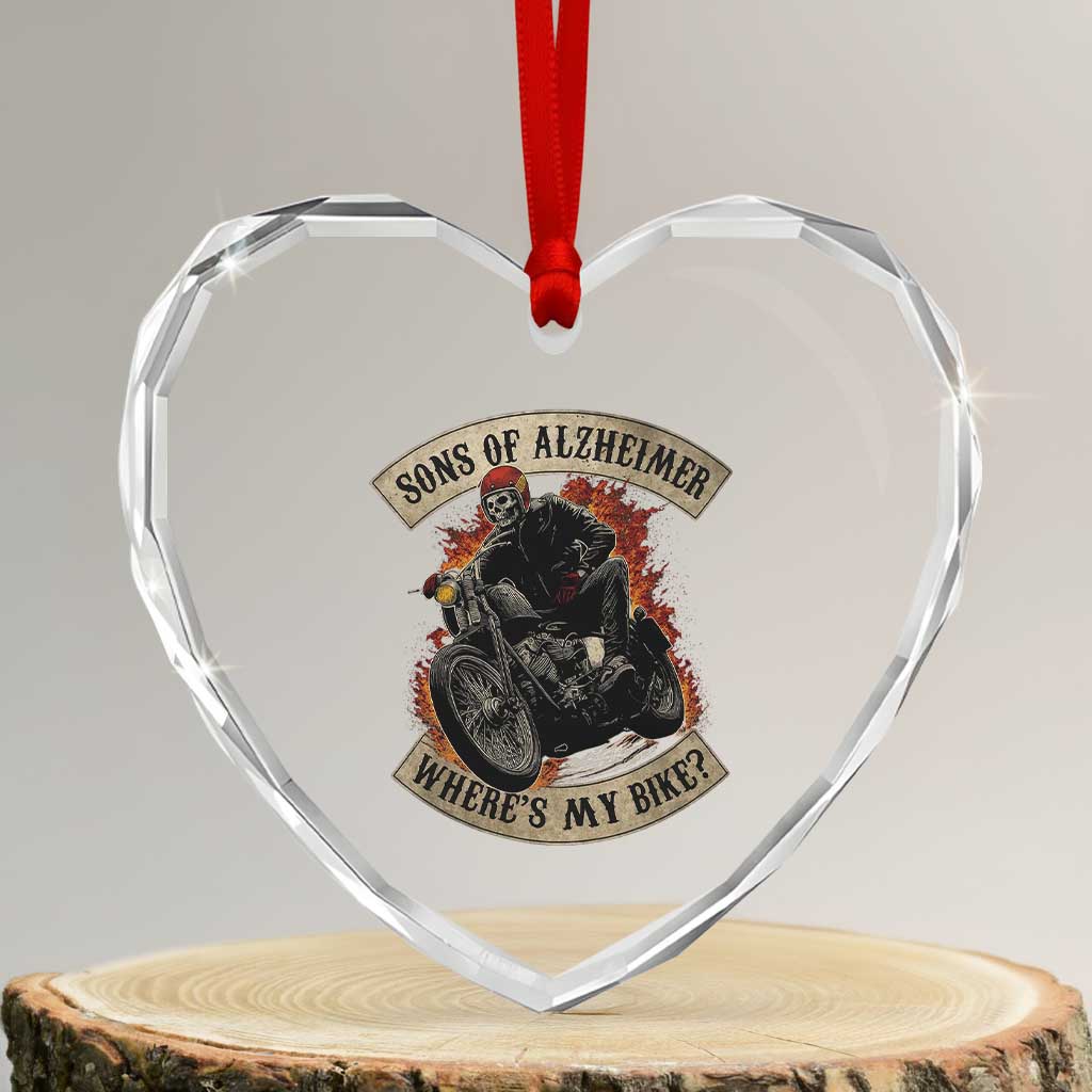 Funny Grumpy Old Biker Heart Crystal Glass Ornament Sons Of Alzheimer Where Is My Bike - Wonder Print Shop