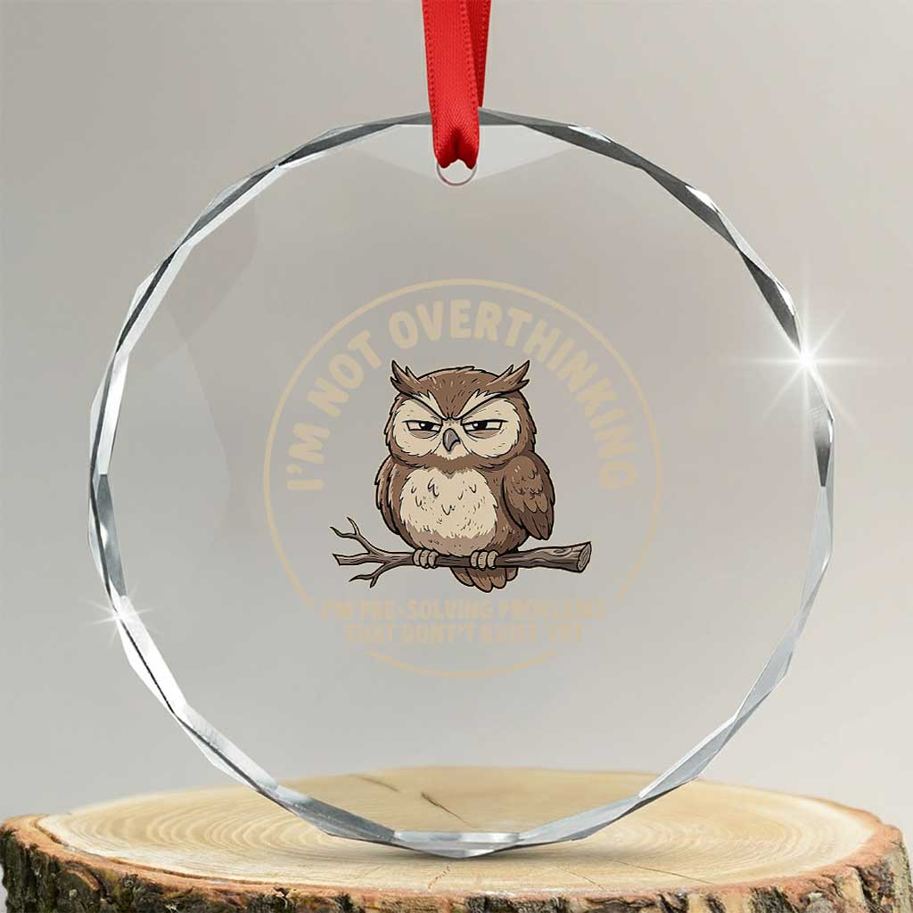 Funny Grumpy Owl Overthinker Crystal Glass Ornament Im Not Overthinking Im Pre Solving Problems Introvert Anxiety Humor