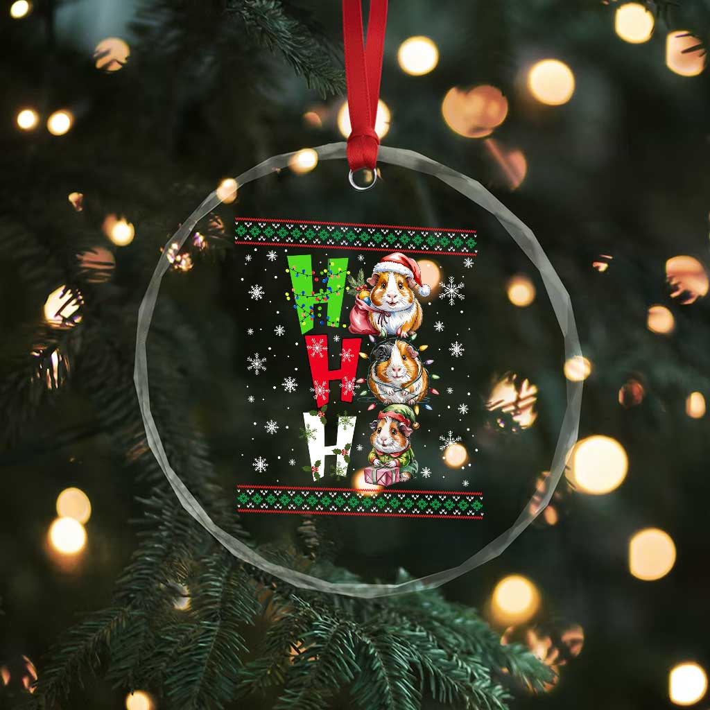 Funny Guinea Pig Ho Ho Ho Ugly Christmas Sweater Crystal Glass Ornament Cute Pet Lover - Wonder Print Shop