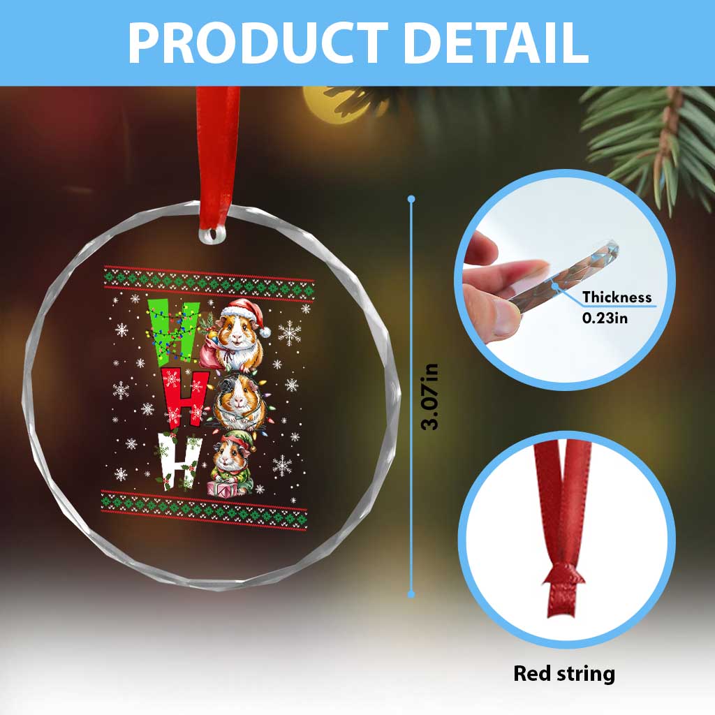Funny Guinea Pig Ho Ho Ho Ugly Christmas Sweater Crystal Glass Ornament Cute Pet Lover - Wonder Print Shop