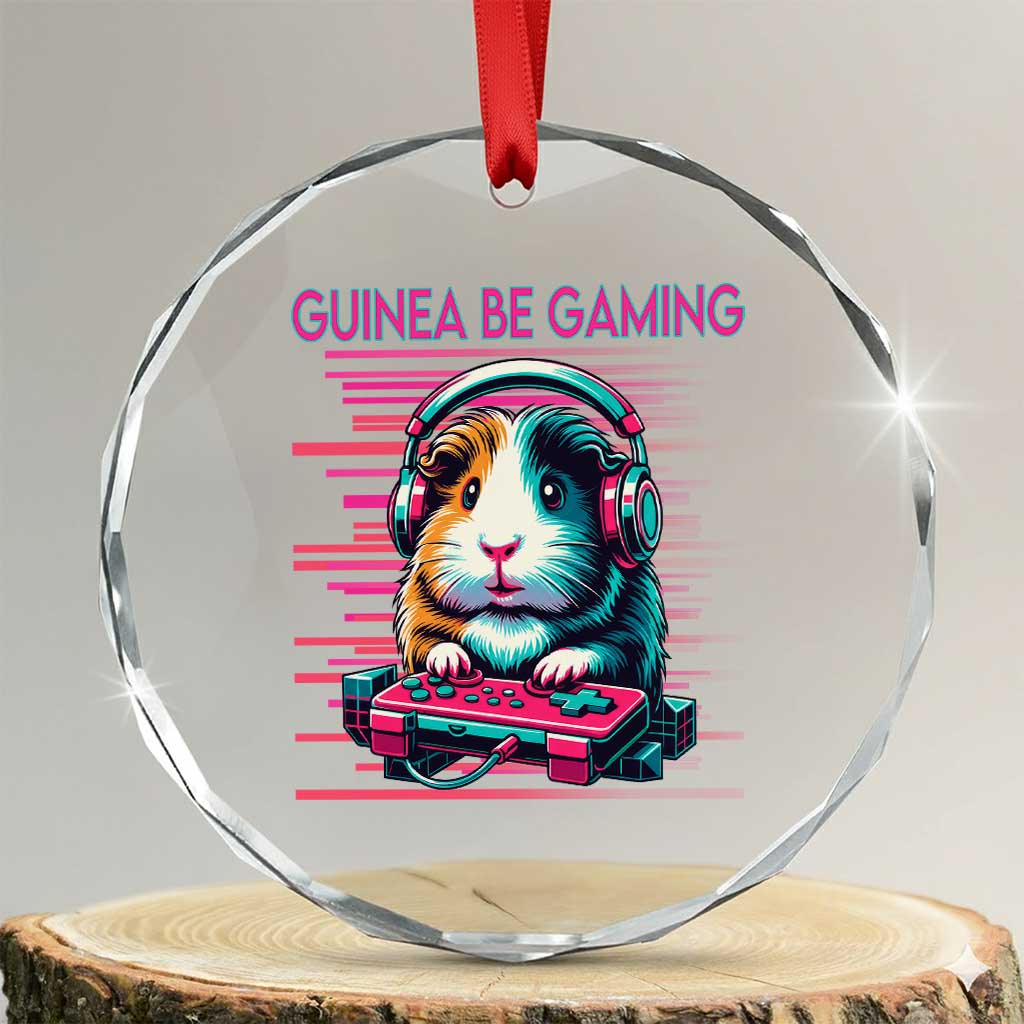 Funny Guinea Pig Video Game Player Gift Crystal Glass Ornament Guinea Be Gaming - Wonder Print Shop