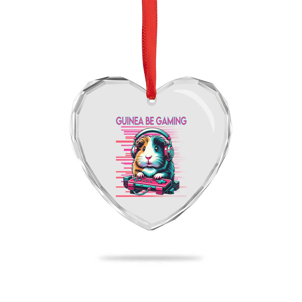 Funny Guinea Pig Video Game Player Gift Heart Crystal Glass Ornament Guinea Be Gaming - Wonder Print Shop