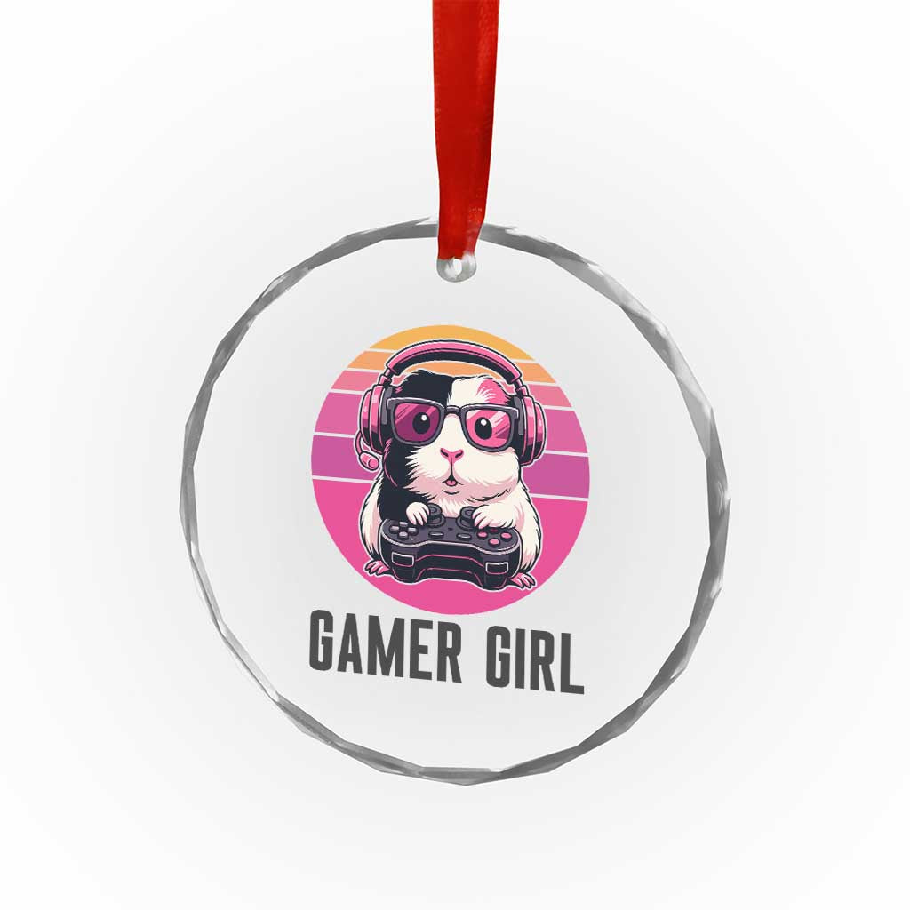 Funny Guinea Pig Video Game Rodent Lover Crystal Glass Ornament Gamers Girl Sunset Retro Gift - Wonder Print Shop