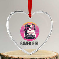 Funny Guinea Pig Video Game Rodent Lover Heart Crystal Glass Ornament Gamers Girl Sunset Retro Gift - Wonder Print Shop