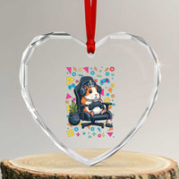 Funny Guinea Pigs And Gaming Lover Gift For Kid Heart Crystal Glass Ornament - Wonder Print Shop