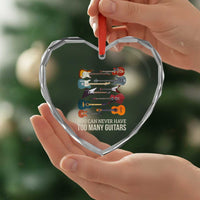 Funny Guitarist Heart Crystal Glass Ornament You Can Never Have Too Many Guitars Vintage Guitar Lineup - Wonder Print Shop