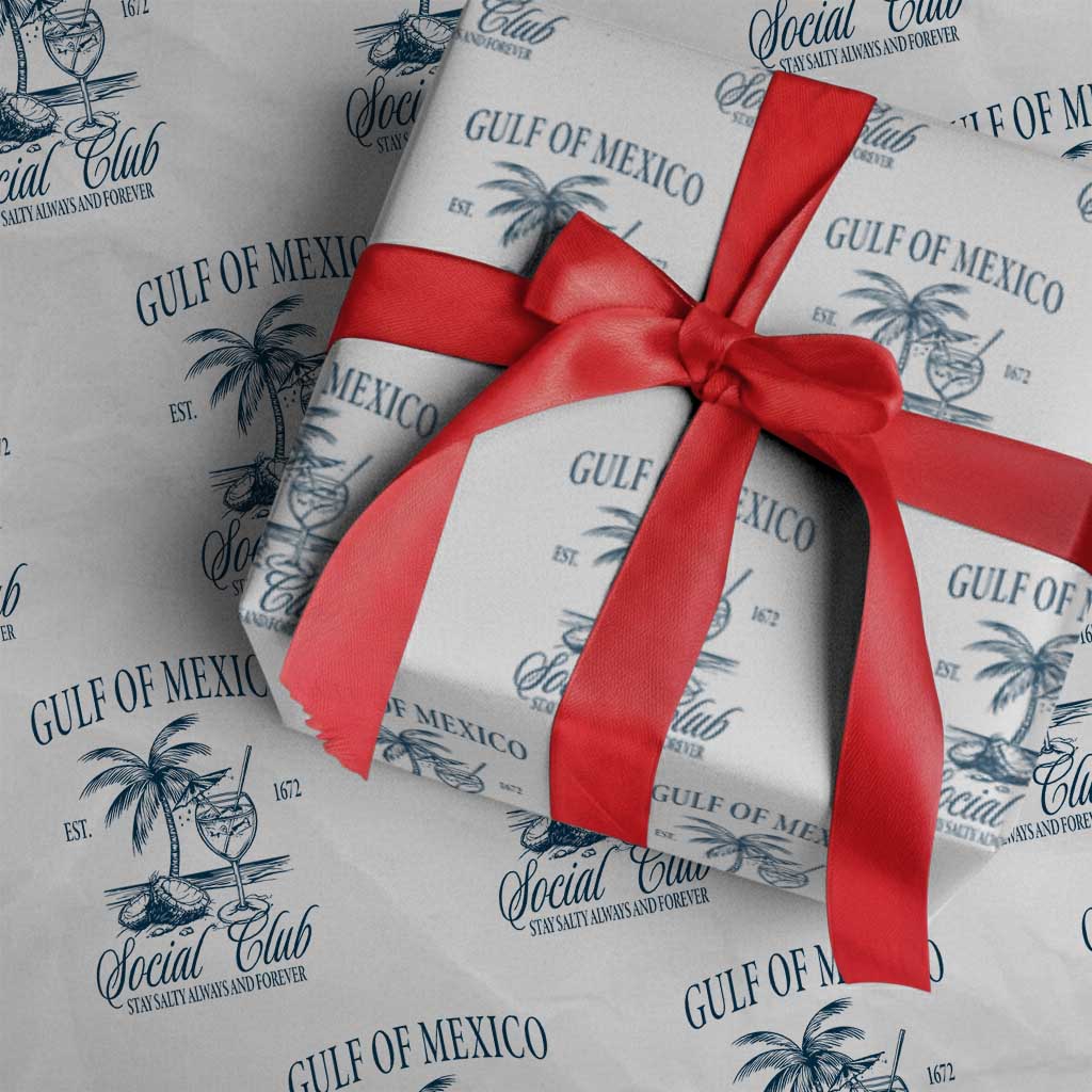 Funny Gulf Of Mexico Social Club Stay Salty Always And Forever Wrapping Paper Roll Coconut Tree Cocktail - Wonder Print Shop
