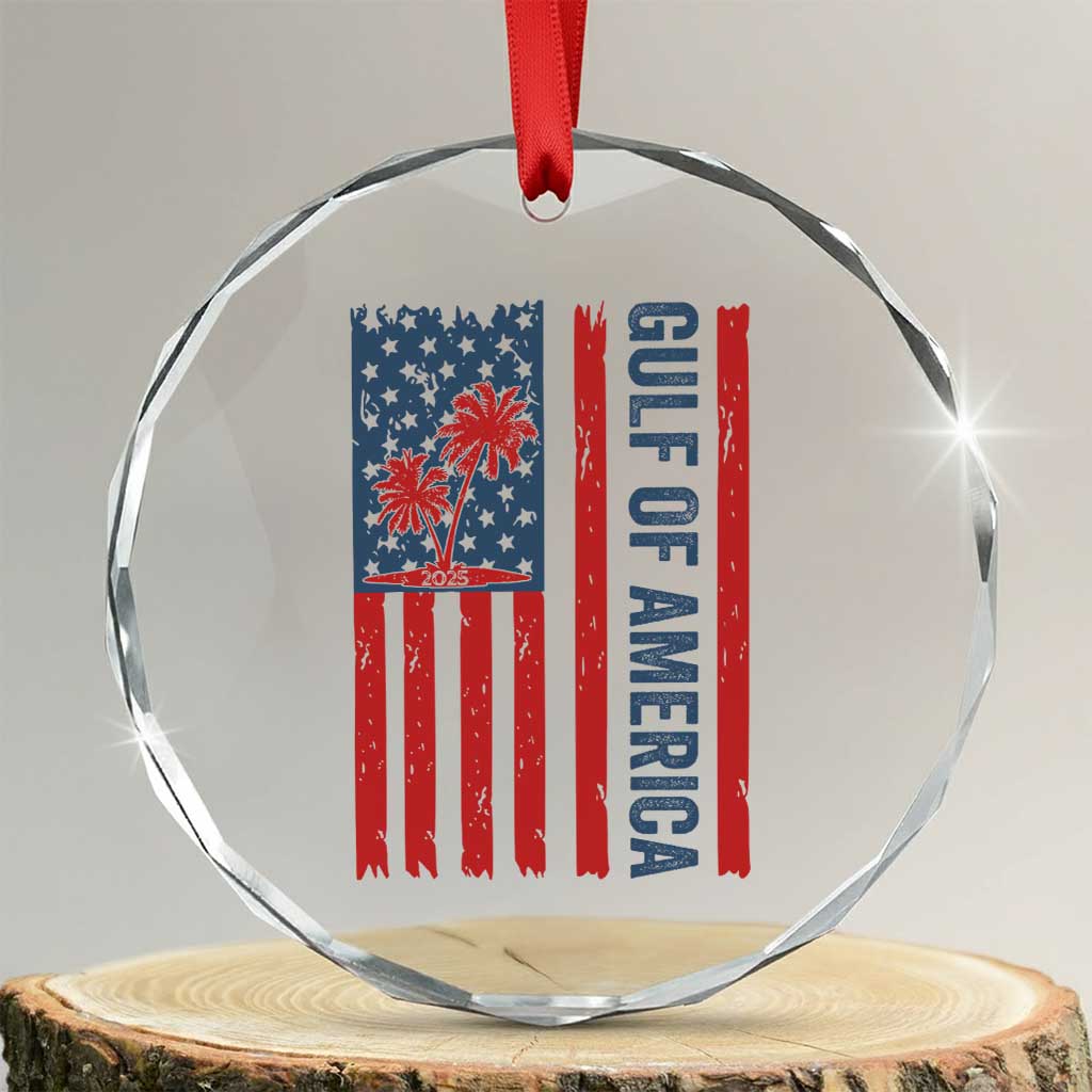Funny Gulf Of US America Est 2025 Crystal Glass Ornament USA American Flag - Wonder Print Shop