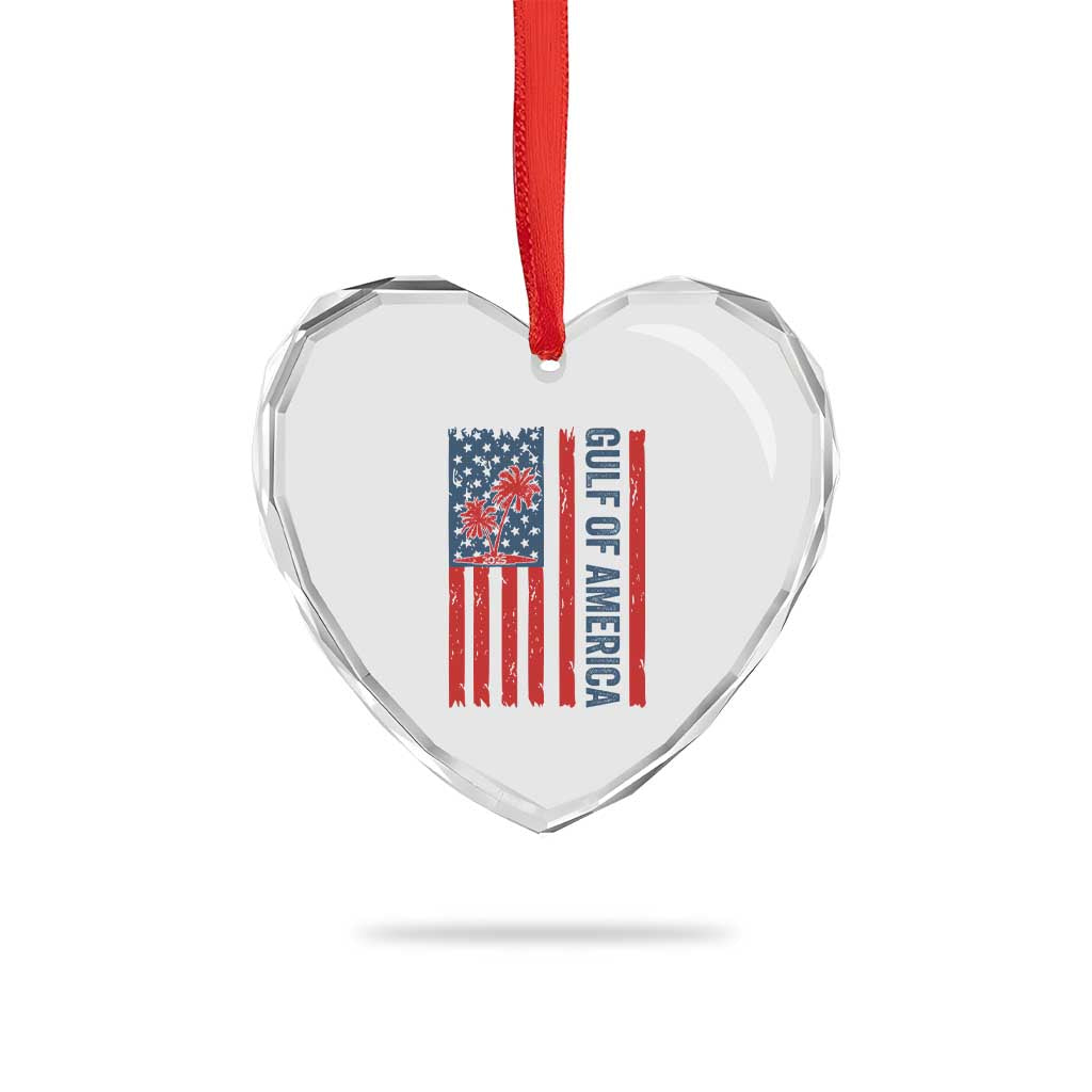 Funny Gulf Of US America Est 2025 Heart Crystal Glass Ornament USA American Flag - Wonder Print Shop
