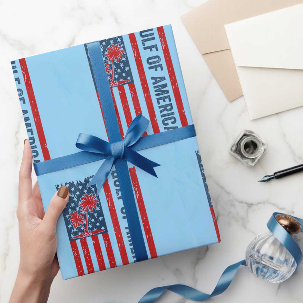 Funny Gulf Of US America Est 2025 Wrapping Paper Roll USA American Flag - Wonder Print Shop