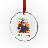 Funny Gun Christmas Crystal Glass Ornament Up On The Rooftop Click Click Off Went The Safety For Ol St Nick - Wonder Print Shop