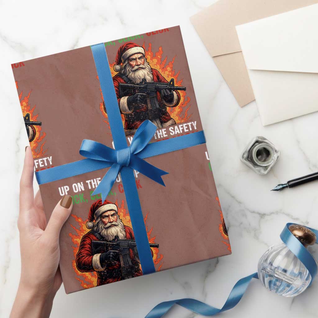 Funny Gun Christmas Wrapping Paper Roll Up On The Rooftop Click Click Off Went The Safety For Ol St Nick - Wonder Print Shop